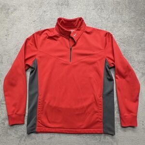 Nike Golf Therma-Fit Tour Performance Pullover Large Red Gray 1/4 Zip Jacket Men